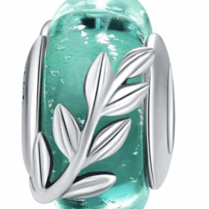 SILVER FRONDS ENHANCED GLASS CHARM
